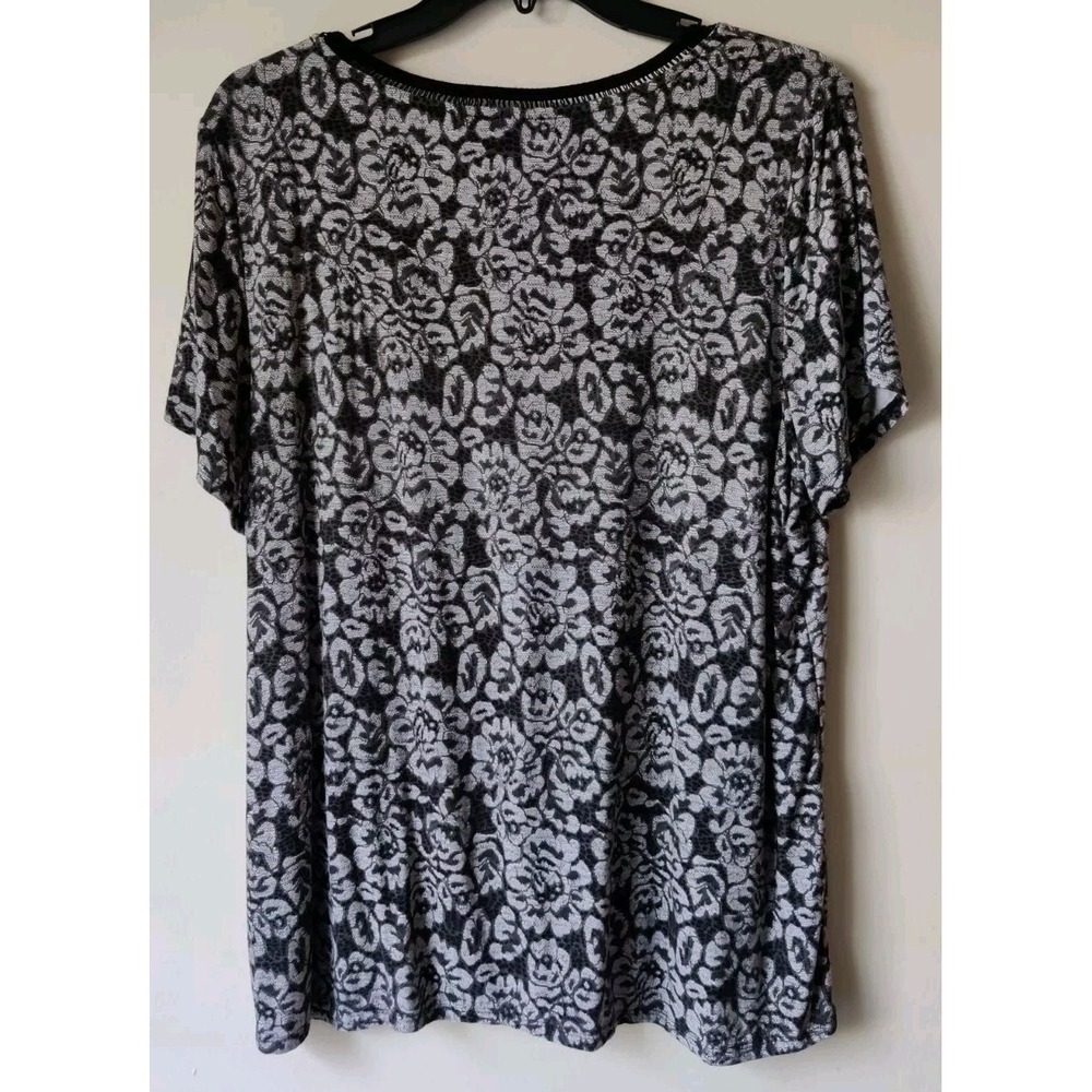 Tommy Hilfiger Womens Top Black/White Lace Short Sleeve Round Neck Size 0X - Picture 2 of 5
